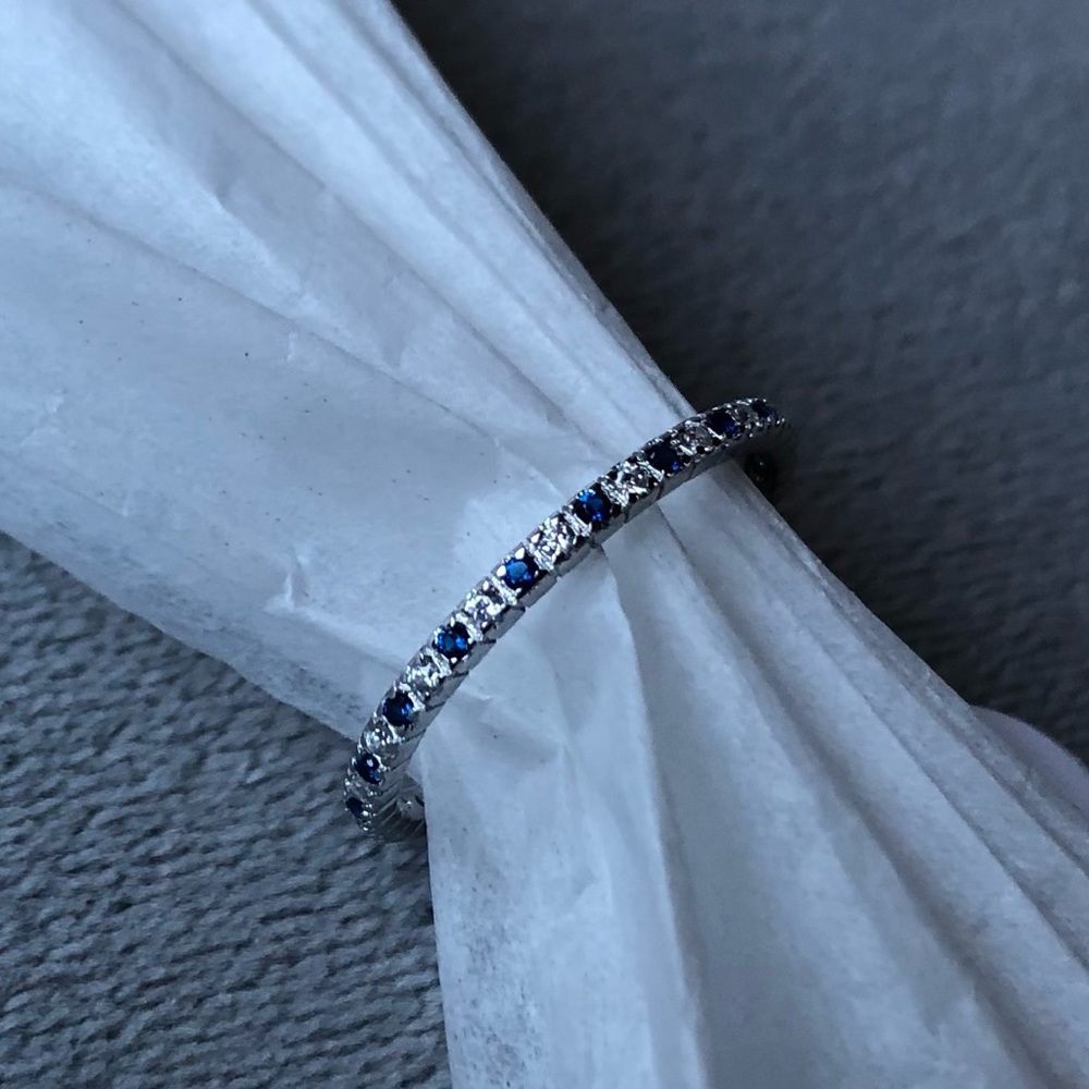Blue and White Round Stones ~ Stainless Steel ~ Brand New!